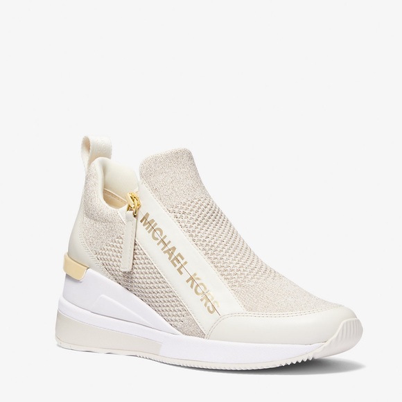 Women’s Michael Kors Willis Metallic Stretch Knit Trainer size 10 - Picture 2 of 12